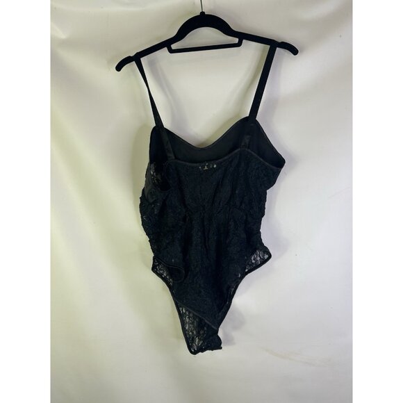 Vintage 80s Black Lace Snap Sheer Teddy Lingerie Body Suit - Picture 6 of 7